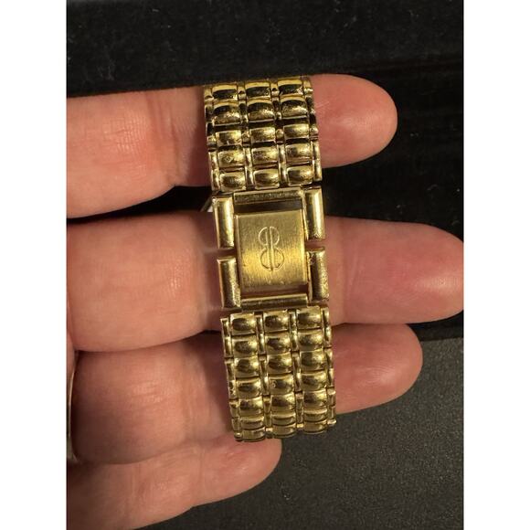 Bill Blass Men's Quartz Watch Gold Band Black Dial- Untested - Picture 3 of 5